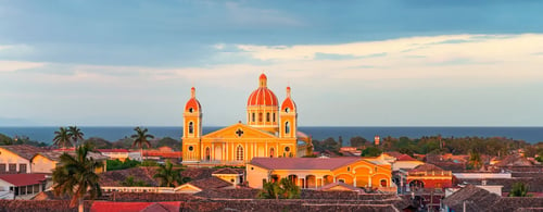 Colourful church in Central American town