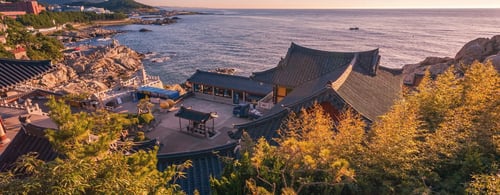 View of the sea from a temple on South Korea's coast