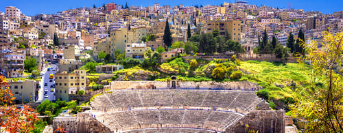 View of the Roman Theater and the city of Amman, Jordan