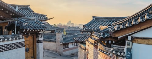 View of Seoul from traditional Bukchon Hanok Village