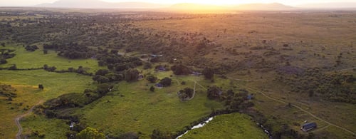 Aerial view of luxury camp in Kenya