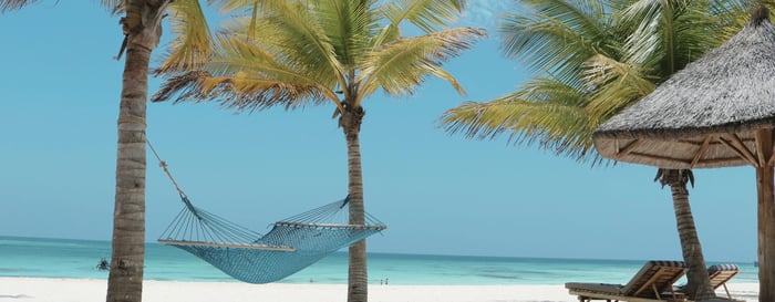 Hammock on a white sand beach in Zanzibar