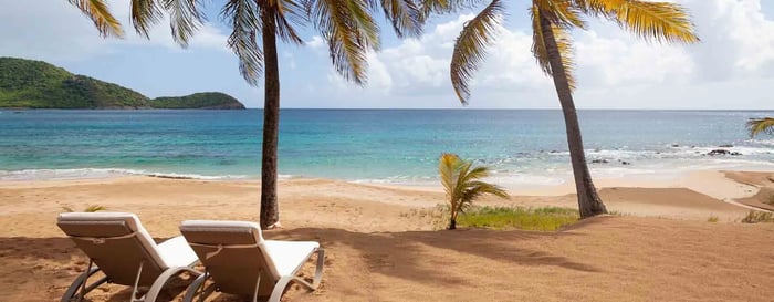 The beach in front of Curtain Bluff, Antigua and Barbuda