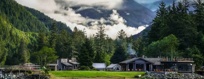 The exterior of main lodge at Clayoquot Wilderness Lodge