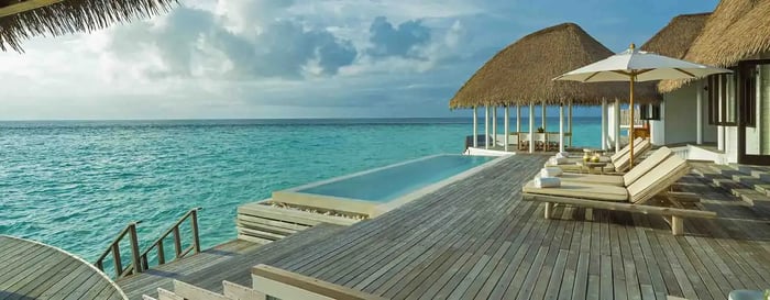 The ocean view from the deck of Pool Villa at COMO Maalifushi