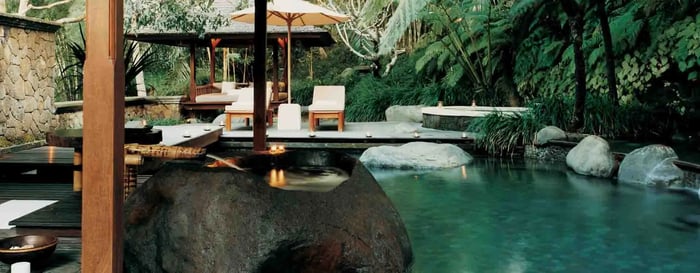 The relaxing spa pool at COMO Shambhala Estate Bali